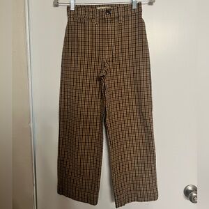 Madewell Brown Tan Slim Emmett Pants Wide Leg Crop Plaid Size 23